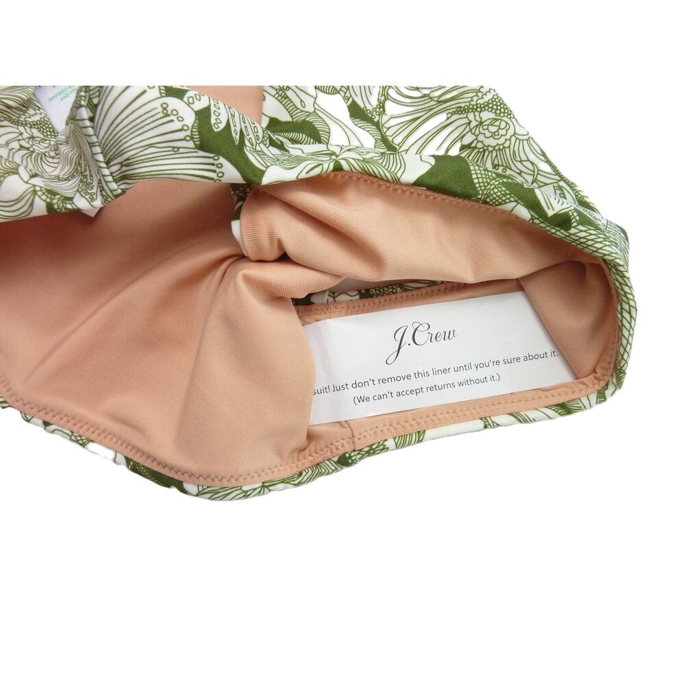 NWT J.Crew Swim Green Floral Bottom XXS High-Rise Cheeky Bikini Bottom - Picture 2 of 5